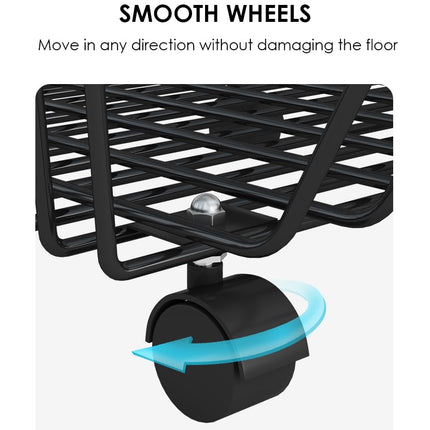 TARKAN 4-Tier Mesh Metal Kitchen Trolley with Wheels, Storage Organizer Rack (Black) 