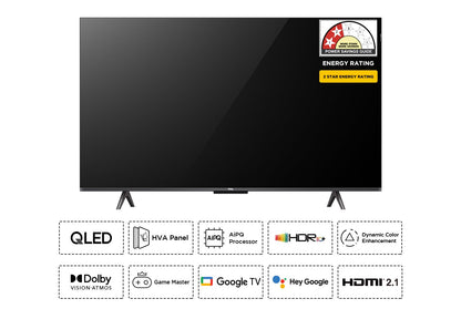 TCL 108 cm (43 inches) 4K Ultra HD Smart QLED Google TV 43P71K 