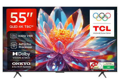 TCL 139 cm (55 inches) 4K Ultra HD Smart QLED Google TV 55T8C 