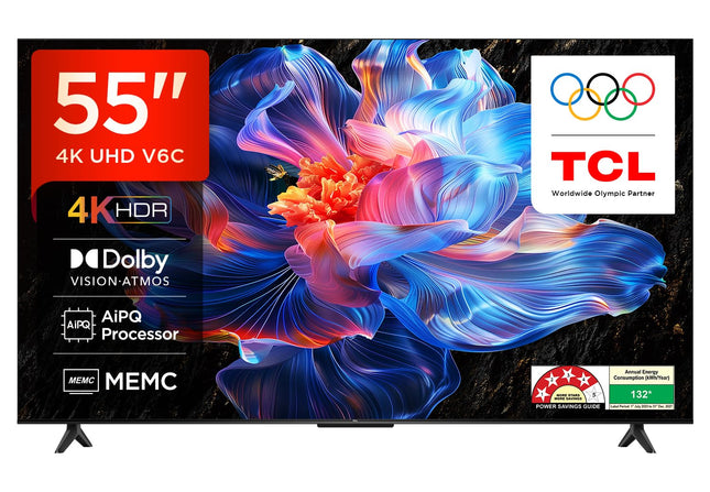 TCL 139 cm (55 inches) Metallic Bezel Less Series 4K Ultra HD Smart LED Google TV 55V6C (Black) 