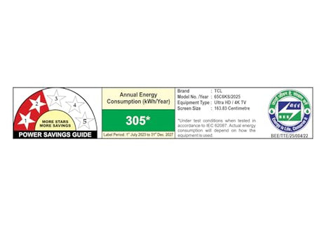 TCL 164 cm (65 inches) 4K Ultra HD Smart QD-Mini LED Google TV 65C6KS 