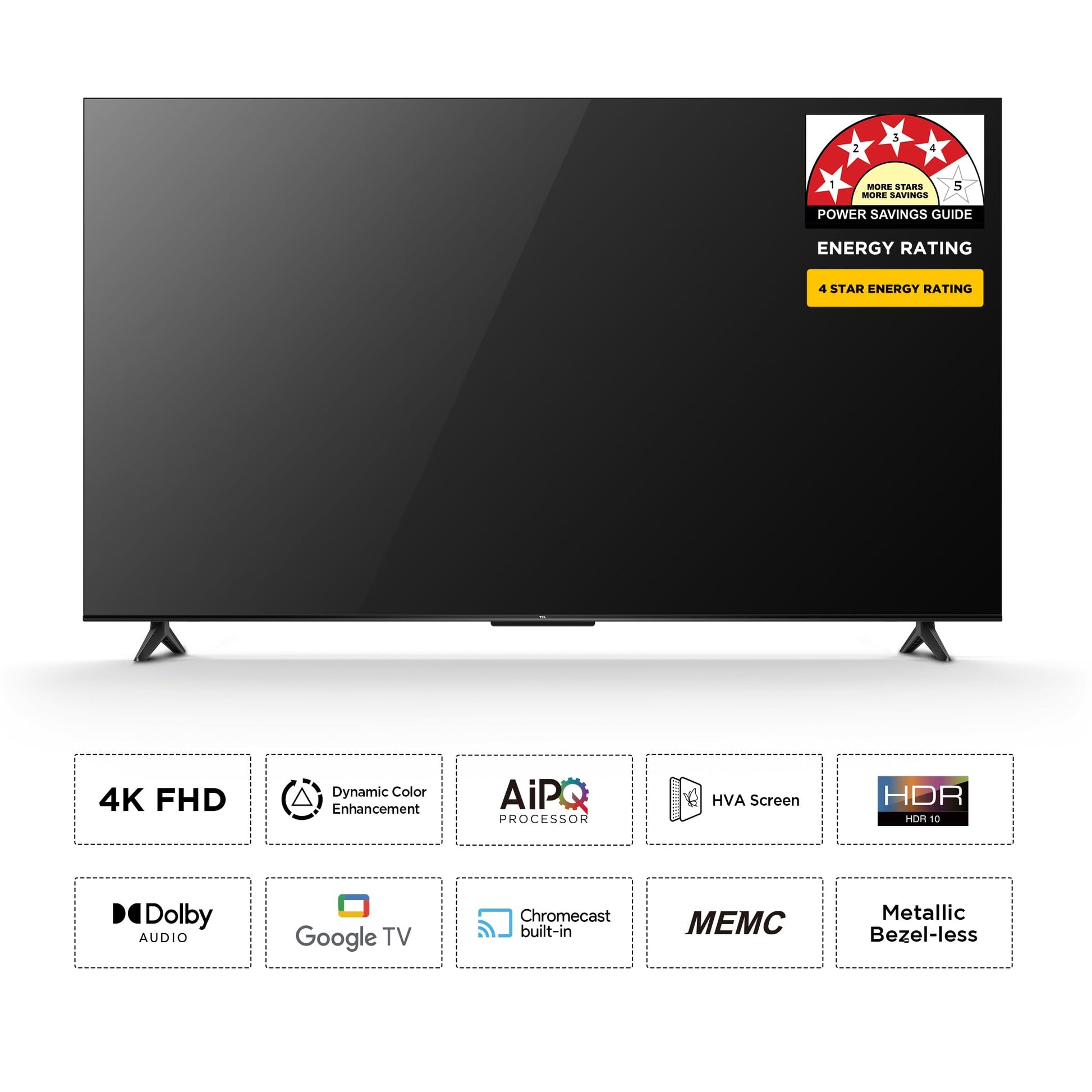 TCL 164 cm (65 inches) Metallic Bezel Less Series 4K Ultra HD Smart LED Google TV 65V6C (Black) 