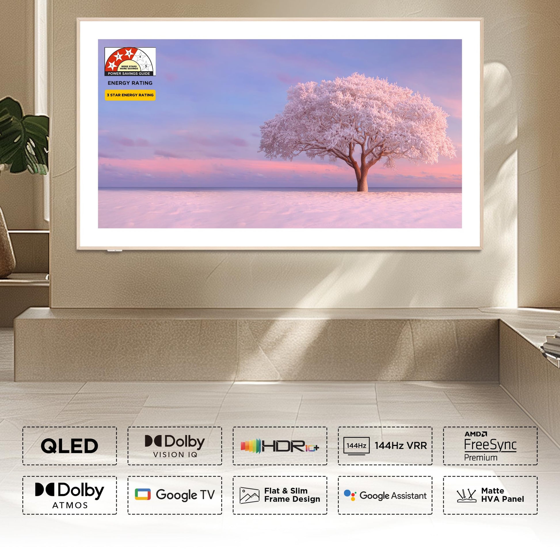 TCL 189 cm (75 inches) Frame Series 4K UHD Smart QLED Google TV 75A300W 