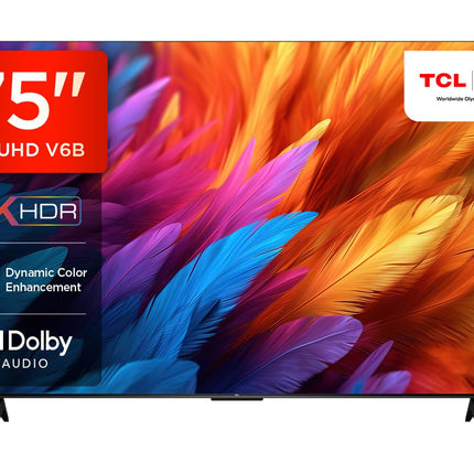 TCL 189 cm (75 inches) Metallic Bezel-Less Series 4K Ultra HD Smart LED Google TV 75V6B (Black) 