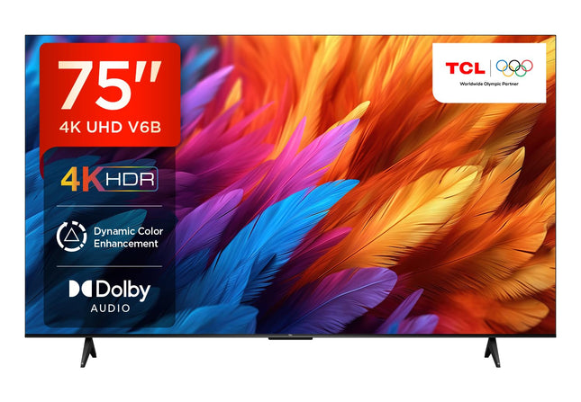 TCL 189 cm (75 inches) Metallic Bezel-Less Series 4K Ultra HD Smart LED Google TV 75V6B (Black) 