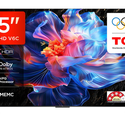 TCL 189 cm (75 inches) Metallic Bezel Less Series 4K Ultra HD Smart LED Google TV 75V6C (Black) 