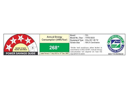 TCL 189 cm (75 inches) Metallic Bezel Less Series 4K Ultra HD Smart LED Google TV 75V6C (Black) 