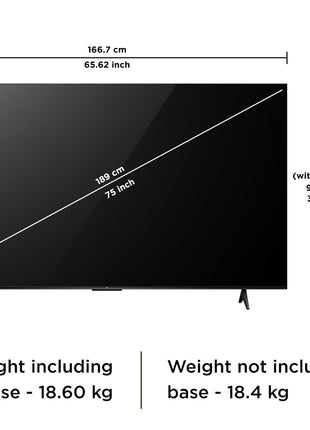 TCL 189 cm (75 inches) Metallic Bezel Less Series 4K Ultra HD Smart LED Google TV 75V6C (Black) 