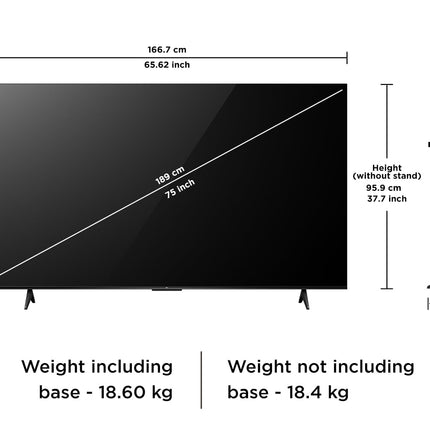 TCL 189 cm (75 inches) Metallic Bezel Less Series 4K Ultra HD Smart LED Google TV 75V6C (Black) 