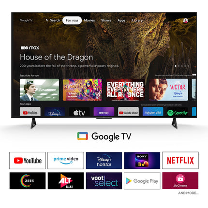 TCL 189 cm (75 inches) Metallic Bezel Less Series 4K Ultra HD Smart LED Google TV 75V6C (Black) 