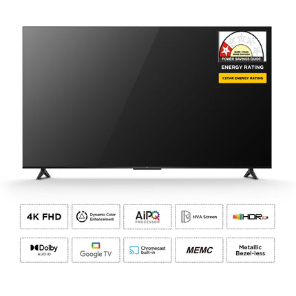 TCL 189 cm (75 inches) Metallic Bezel Less Series 4K Ultra HD Smart LED Google TV 75V6C (Black) 