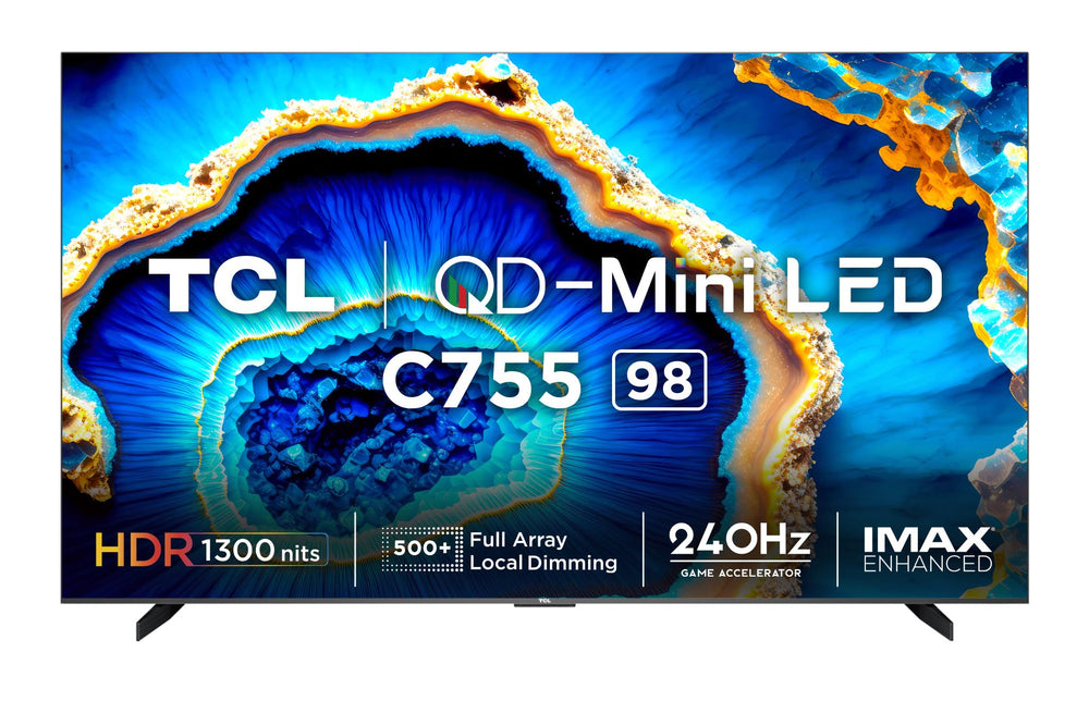 TCL 248 cm (98 inches) 4K Ultra HD Smart QD-Mini LED Google TV 98C755 (Black)