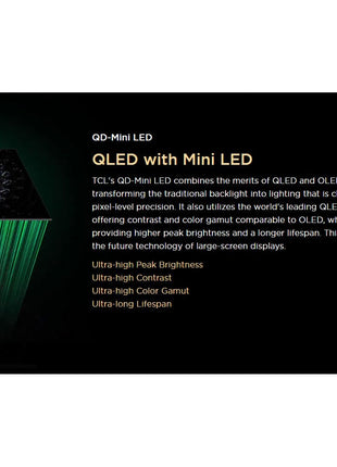 TCL 65 Inch QLED-MiniLED TV Smart Google TV, 4K Resolution, Dolby Vision Atmos, 144Hz, ONKYO 2.1 Hi-Fi System, Dolby Vision HDR, Ultra Slim Design – 65C6K (2025 Model) 