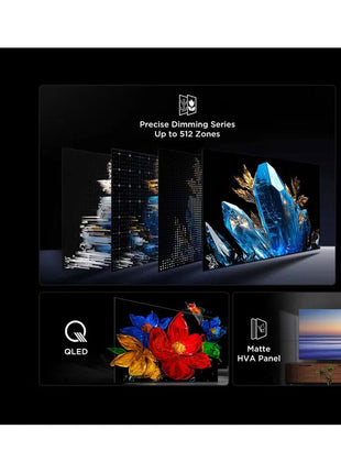 TCL 65 Inch QLED-MiniLED TV Smart Google TV, 4K Resolution, Dolby Vision Atmos, 144Hz, ONKYO 2.1 Hi-Fi System, Dolby Vision HDR, Ultra Slim Design – 65C6K (2025 Model) 