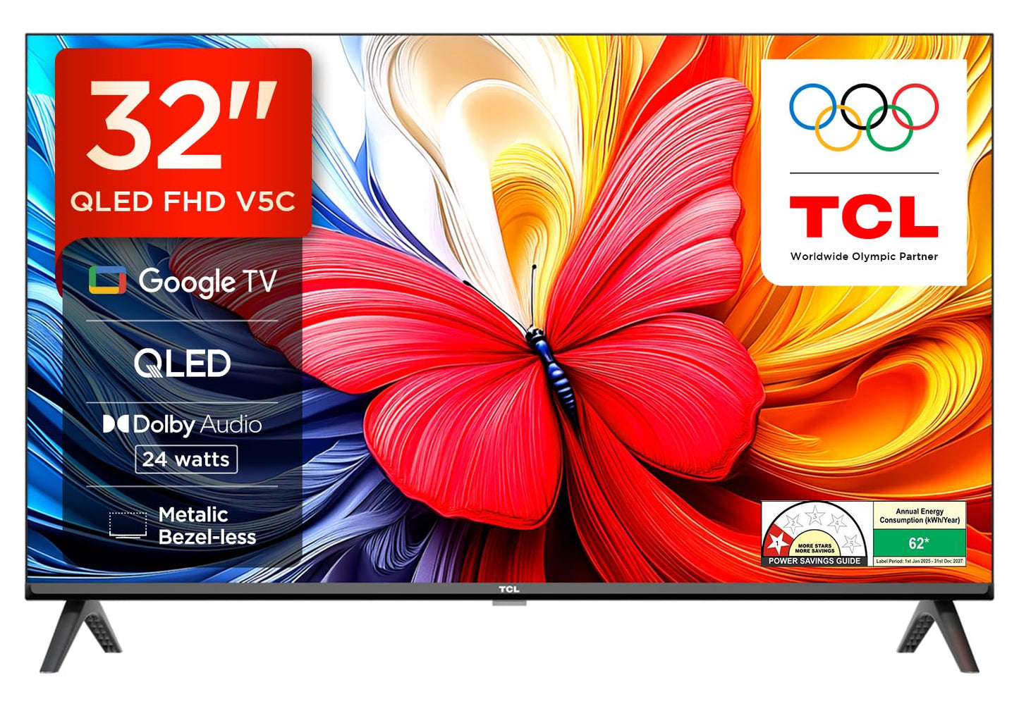 TCL 80 cms (32 inches) V5C Series Full HD Smart QLED Google TV 32V5C 