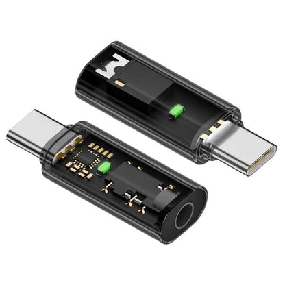 TECPHILE Transparent USB C to 3.5mm Headphone Jack Adapter Stereo Audio Type-C Aux Earphone Dongle with Hi-Fi DAC Chip, Compatible with iPhone 16, MacBook, iPad Pro, Samsung Galaxy, Pixel 4 3 2 XL 