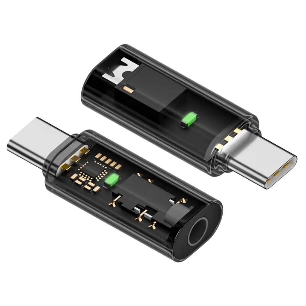 TECPHILE Transparent USB C to 3.5mm Headphone Jack Adapter Stereo Audio Type-C Aux Earphone Dongle with Hi-Fi DAC Chip, Compatible with iPhone 16, MacBook, iPad Pro, Samsung Galaxy, Pixel 4 3 2 XL 