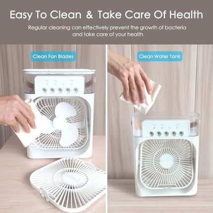 TEKCOOL Mini Cooler for Room Cooling AC Portable Mini Fan Artic Cooler with 7 Colors LED Light, 1/2/3 H Timer, 3 Wind Speeds and 3 Spray Modes for Office,Home,Dorm,Travel1(Multicolor) 