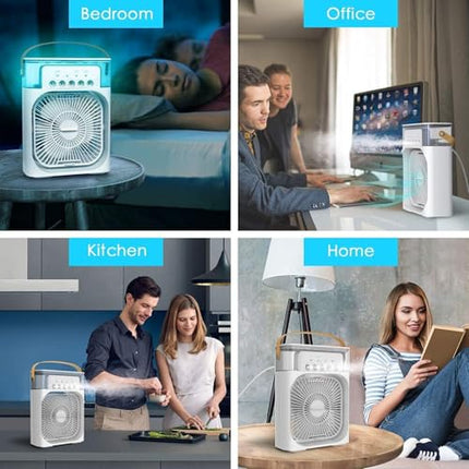 TEKCOOL Mini Cooler for Room Cooling AC Portable Mini Fan Artic Cooler with 7 Colors LED Light, 1/2/3 H Timer, 3 Wind Speeds and 3 Spray Modes for Office,Home,Dorm,Travel1(Multicolor) 