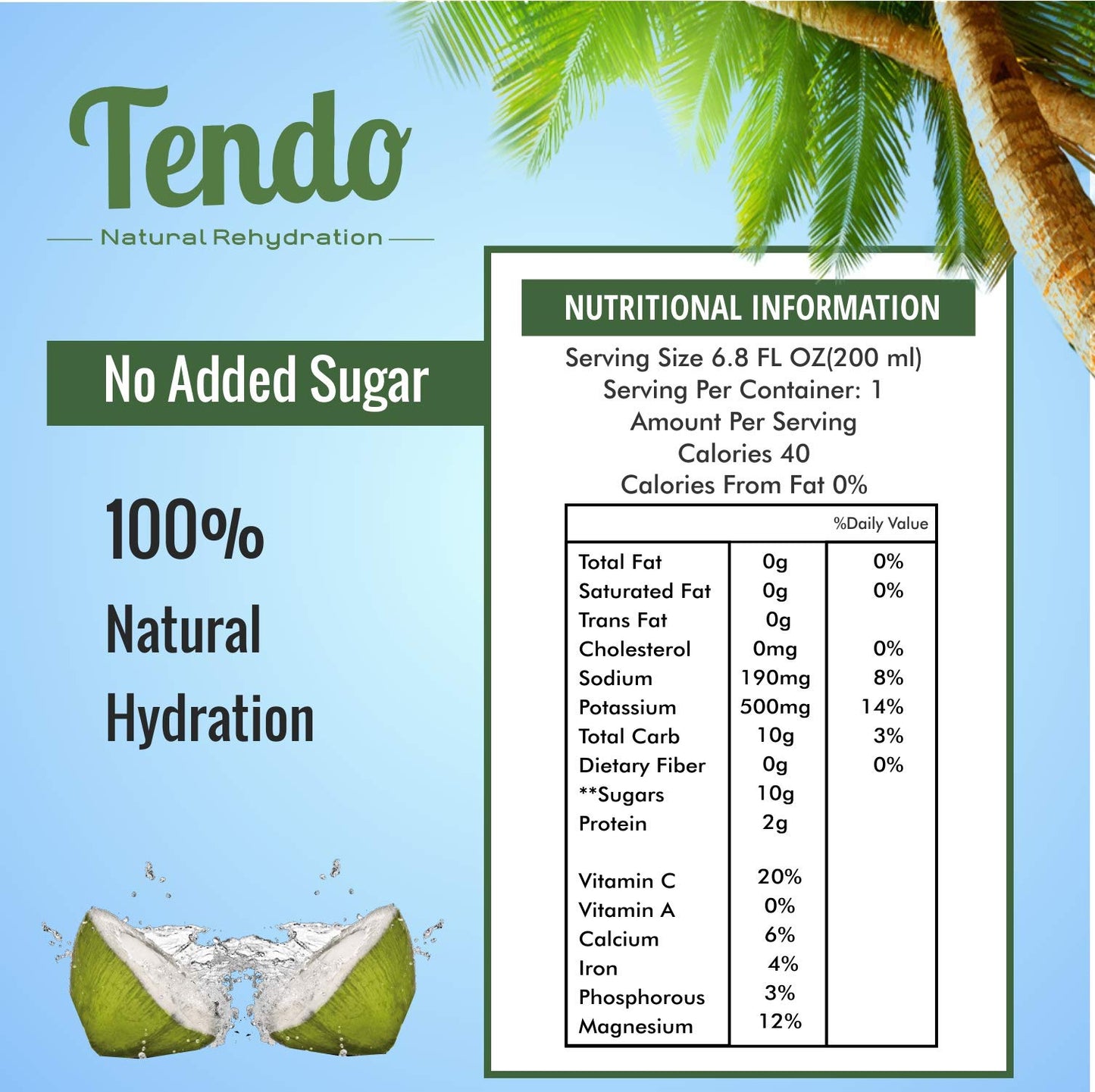 TENDO Tender Coconut Water 200ML (Pack of 30) 