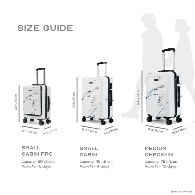 THE ASSEMBLY Hard Shell Spinner Cabin 4 Wheels Trolley Bag With Laptop Compartment (55 Cms) - Premium Polycarbonate Luggage With In-Built Tsa Lock & Usb Port For Flight Travel-Stark, White 