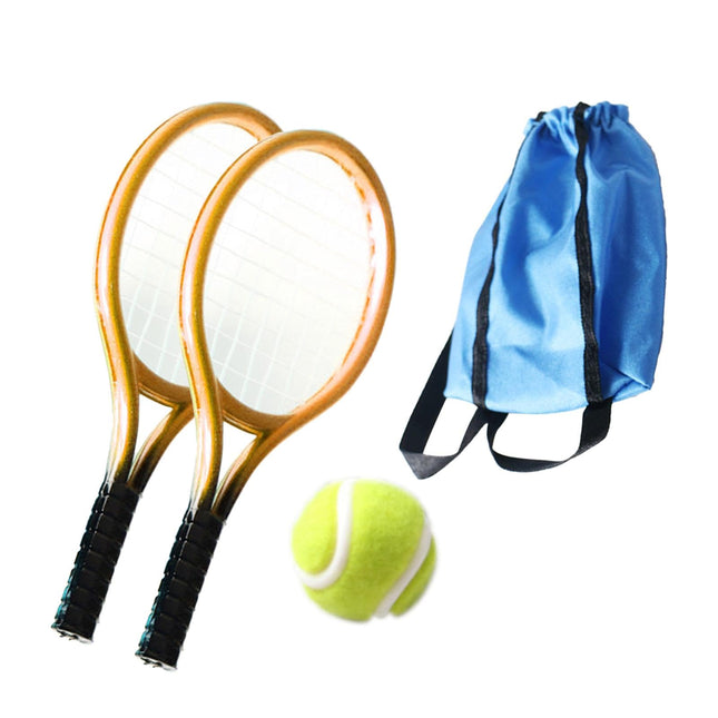 THE STYLE SUTRA Mini Tennis Racket and Ball Set Crafts Cake Topper 1:12 Miniature Tennis Kit Golden 