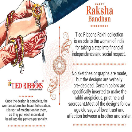 TIED RIBBONS Rakhi For Brother Chocolates Combo With Gift - Set Of 2 Premium Rakhi With Chocolates Pack Mini Greeting Card And Roli Chawal - Rakhi Gift For Brother, 250 Gram 