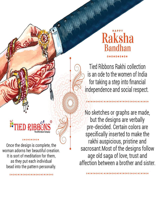 TIED RIBBONS Rakhi For Brother Chocolates Combo With Gift - Set Of 2 Premium Rakhi With Chocolates Pack Mini Greeting Card And Roli Chawal - Rakhi Gift For Brother, 250 Gram 