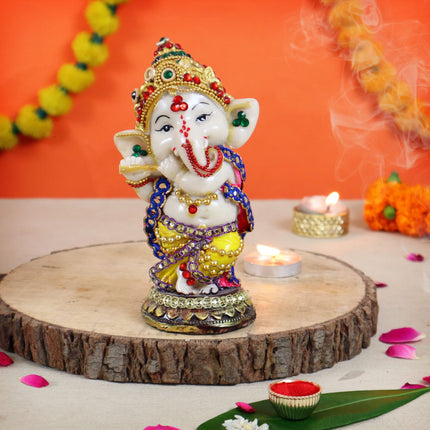 TIED RIBBONS Rakhi for Brother with Gift Combo - Premium Silver Rakhi Set of 2 with Ganesha Idol Statue and Card Tikka - Rakshabandhan Gifts for Brother Bhaiya Bhabhi Men Kids Boys (Design 1) 