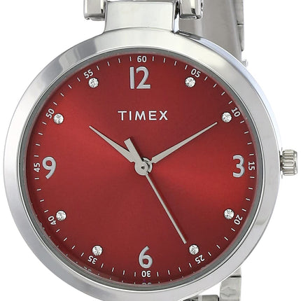 TIMEX Women Tw000 X 203 Analog, dial_Color -Red, Band_Color-Silver 
