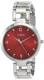 TIMEX Women Tw000 X 203 Analog, dial_Color -Red, Band_Color-Silver 