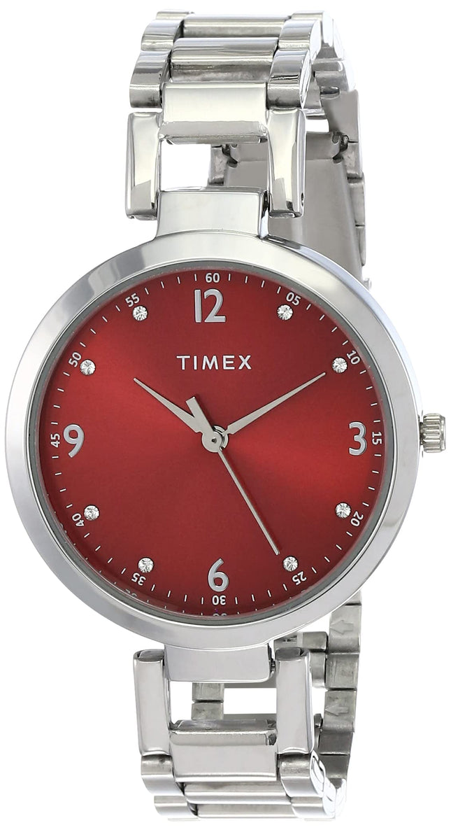TIMEX Women Tw000 X 203 Analog, dial_Color -Red, Band_Color-Silver 