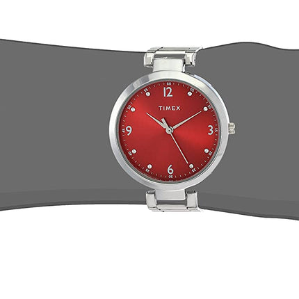 TIMEX Women Tw000 X 203 Analog, dial_Color -Red, Band_Color-Silver 