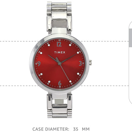 TIMEX Women Tw000 X 203 Analog, dial_Color -Red, Band_Color-Silver 