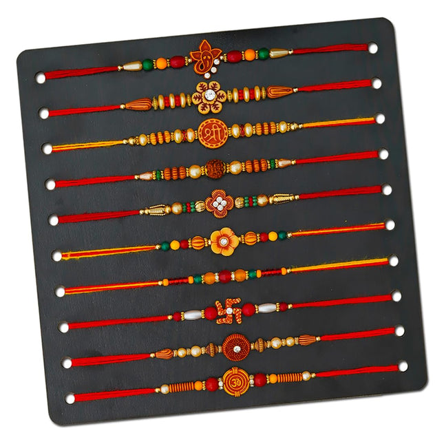 TONKWALAS Multicolor Combo of 10 Dora Rakhi Set for Men with Roli Chawal Rakhi for Brother 