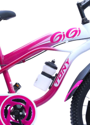 TONY RAW Bicycles Gigi Sports BMX Single Speed Steel Frame 20T Bicycle Cycle for Kids 7 to 10 Years Boys & Girls Double Back Seat with Side Stand and Water Sipper Pink White 