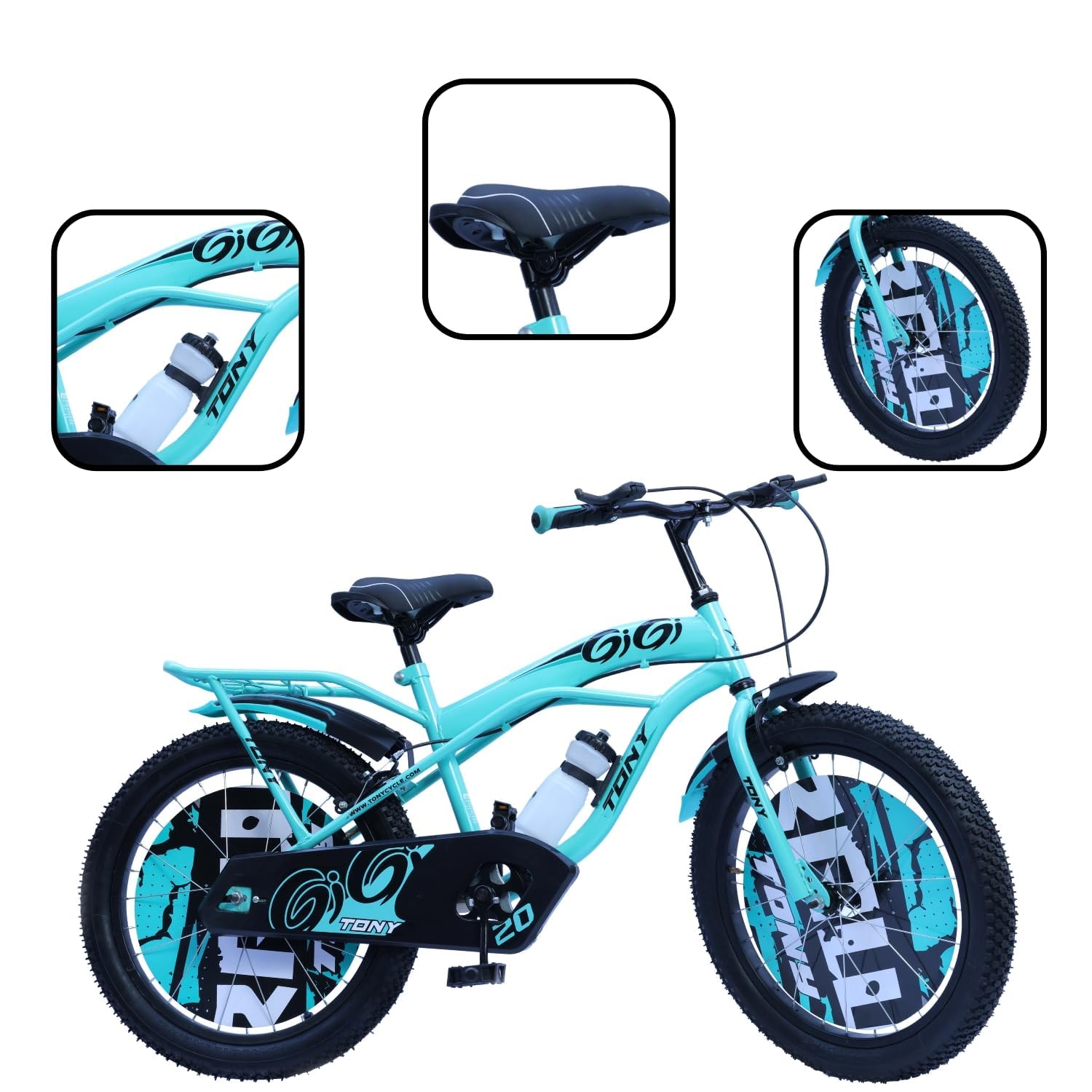 TONY RAW Bicycles Sports BMX Single Speed 20T Cycle for Kids 7 to 10 Years Boys & Girls with Side Stand Sea Green 