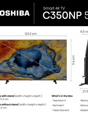TOSHIBA 139 cm (55 inches) C350NP Series 4K Ultra HD Smart LED Google TV 55C350NP (Black) 