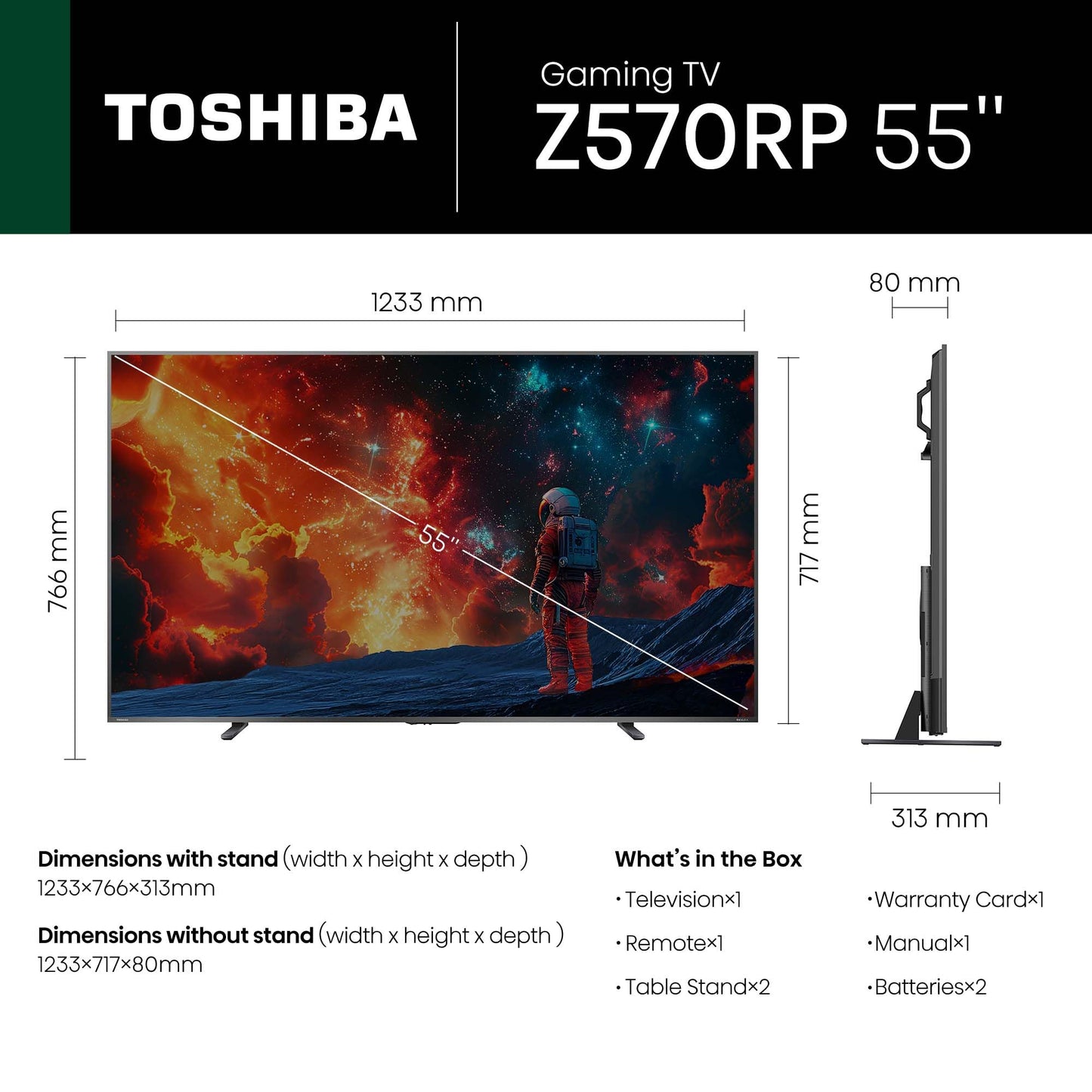 TOSHIBA 139 cm (55 inches) Z570RP Series 4K Ultra HD Smart QLED TV 55Z570RP 