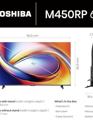 TOSHIBA 164 cm (65 inches) M450RP Series 4K Ultra HD Smart QLED TV 65M450RP (Black) 