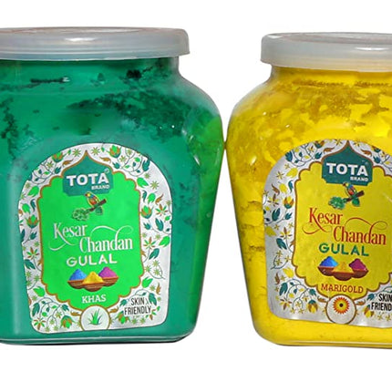 TOTA Divine Holi Gift Pack – 4 Flavours × 100g Herbal Gulal with 2 Mukwas and 1 Chandan Tika | Organic Holi Colours Powder | Gifts Hamper – Set of 4 Holi Gulal Jar + Mouth freshner + Chandan Tilak 