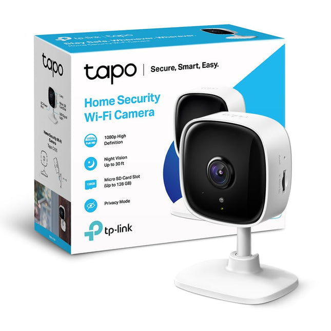 TP-Link Tapo 2MP 1080p Full HD Home Security Wi-Fi Smart Camera| Alexa Enabled| 2-Way Audio| Night Vision| Motion Detection| Sound and Light Alarm| Indoor CCTV (Tapo C100) White 