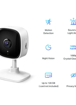 TP-Link Tapo 2MP 1080p Full HD Home Security Wi-Fi Smart Camera| Alexa Enabled| 2-Way Audio| Night Vision| Motion Detection| Sound and Light Alarm| Indoor CCTV (Tapo C100) White 