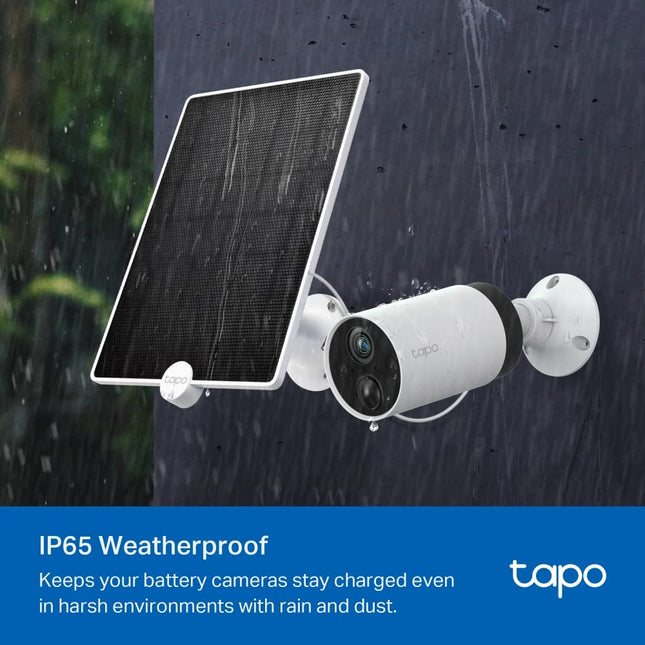TP-Link Tapo A200 4.5W Non-Stop Solar Panel for Rechargeable Battery Security Camera, Outdoor IP65 Waterproof Solar Power Supply for Wireless Surveillance Camera, 360° Adjustable Mounting Bracket 