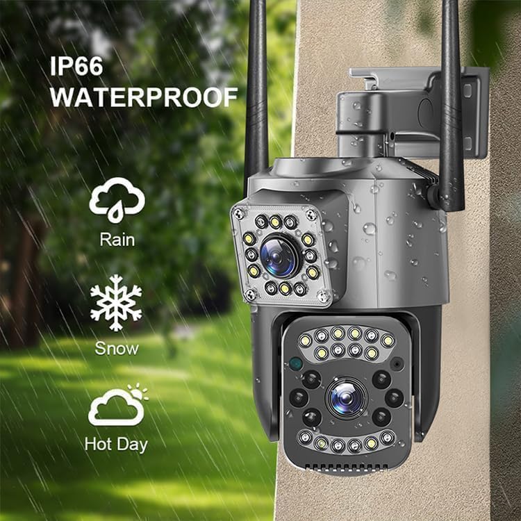 TP Plus 6MP WiFi Dual Lens Outdoor PTZ CCTV Camera 360 Degree View Night Vision 