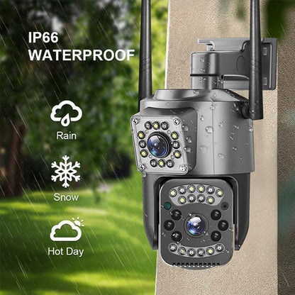 TP Plus 6MP WiFi Dual Lens Outdoor PTZ CCTV Camera 360 Degree View Night Vision 
