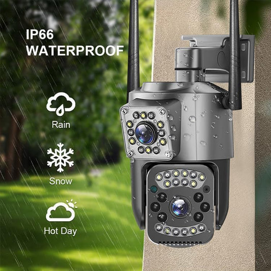 TP Plus 6MP WiFi Dual Lens Outdoor PTZ CCTV Camera 360 Degree View Night Vision 