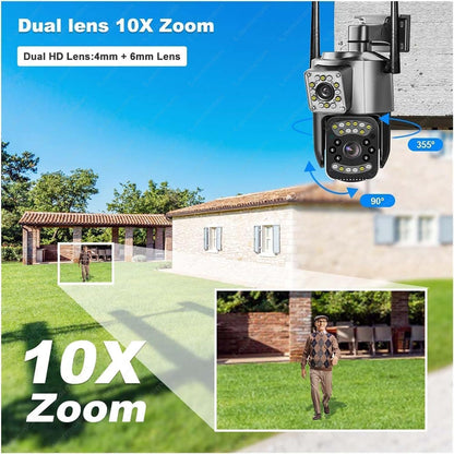 TP Plus 6MP WiFi Dual Lens Outdoor PTZ CCTV Camera 360 Degree View Night Vision 