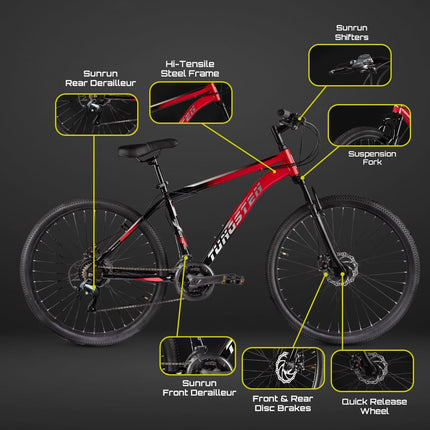 TUNGSTEN - Urban Mount 21 Speed | 21 Gears | 27.5 INCH Mountain Bike | HITENSILE Steel Frame | Dual DISC Brake | Ideal for 12+ Years | Ideal for 5.4FT to 5.8FT | Unisex 
