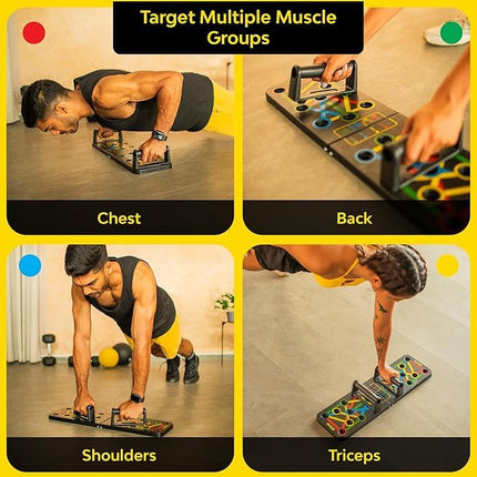 TWINZFIT Pushup Board, 15 in 1 Push Up Stand, Multi-Function Flex Board for Chest, Triceps, Shoulder, Back Muscles, Home Workout Gym Equipment, Multicolour 
